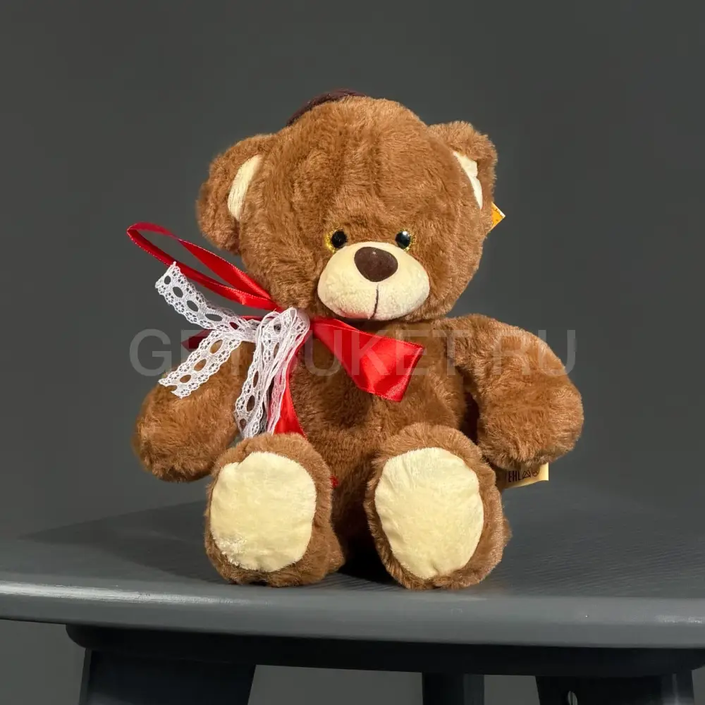 223069 Мишка Топотыж с красным атласным бантом 
