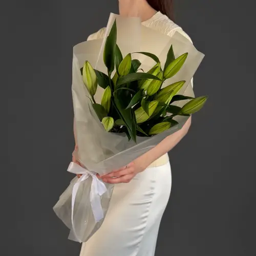 Букет из 5 лилий в упаковке