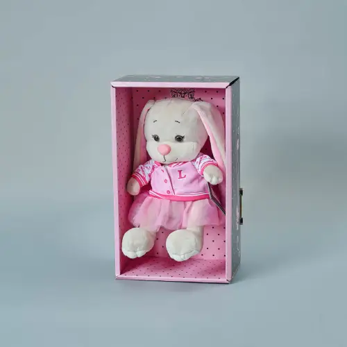 Мягкая игрушка Зайка Лин в розовом бомбере с юбочкой