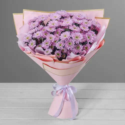 Букет из 11 розовых кустовых хризантем 