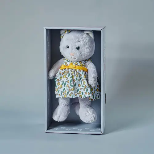 Мягкая игрушка Колбаскин&Мышель в летнем платье с цветным принтом