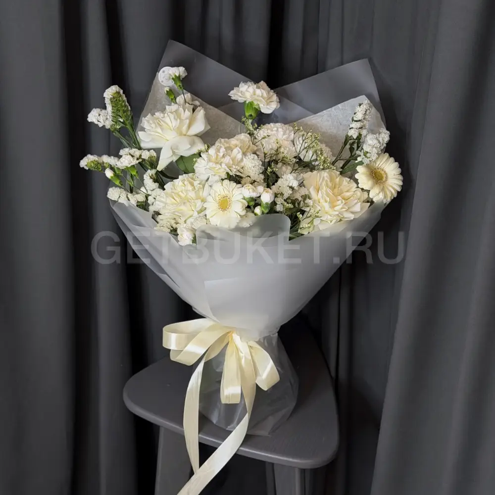 232909 Букет из гвоздик, лимониума и роз 