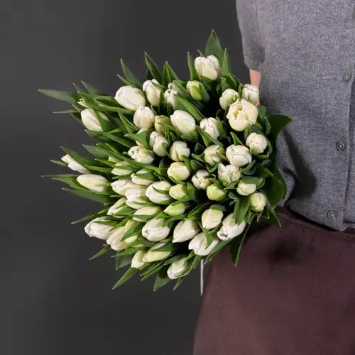 Букет из 51 белого тюльпана